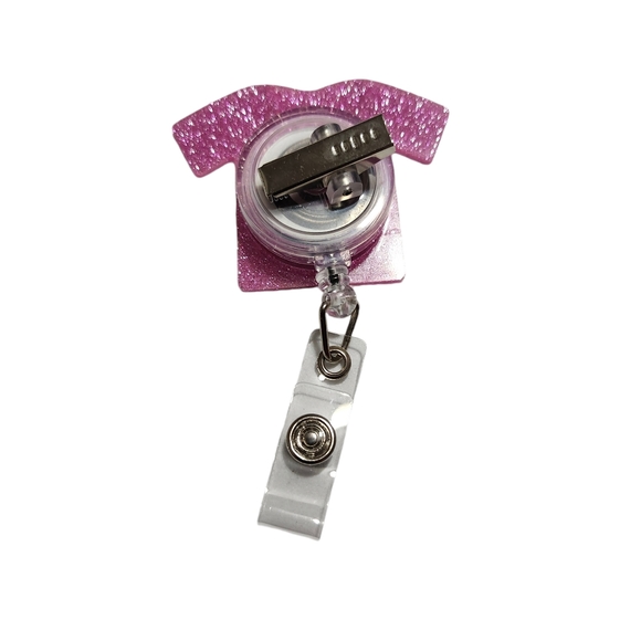 ID Badge Holder Retractable Nurse Scrub Life Custom Pink Glitter - Picture 4 of 6
